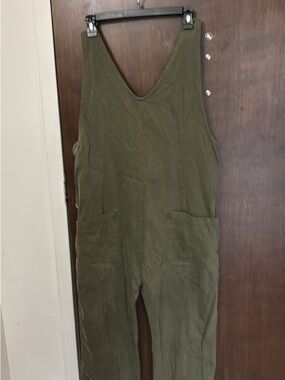 We The Free Olive Utility V-Neck Jumpsuit